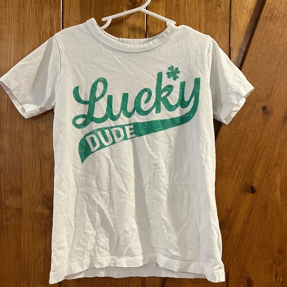 Crewcuts Lucky Dude White and Green Kids T-Shirt